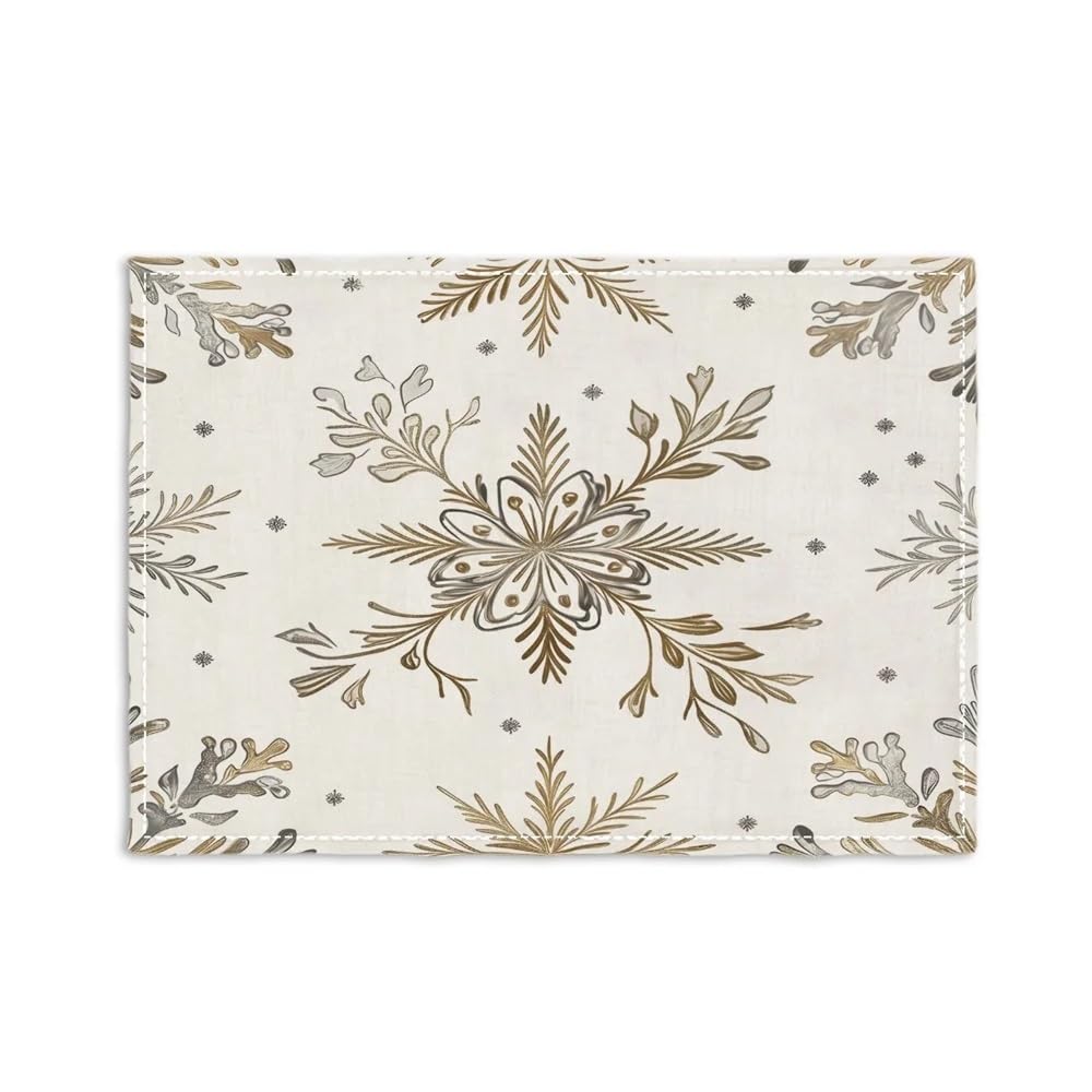 4Pcs Red Merry Christmas Placemats Winter Xmas Birds Table Mats Holiday Snowflakes Rustic Kitchen Dining For Home Party(BJT-250720000015,4Pcs-30X45cm(12X18in)