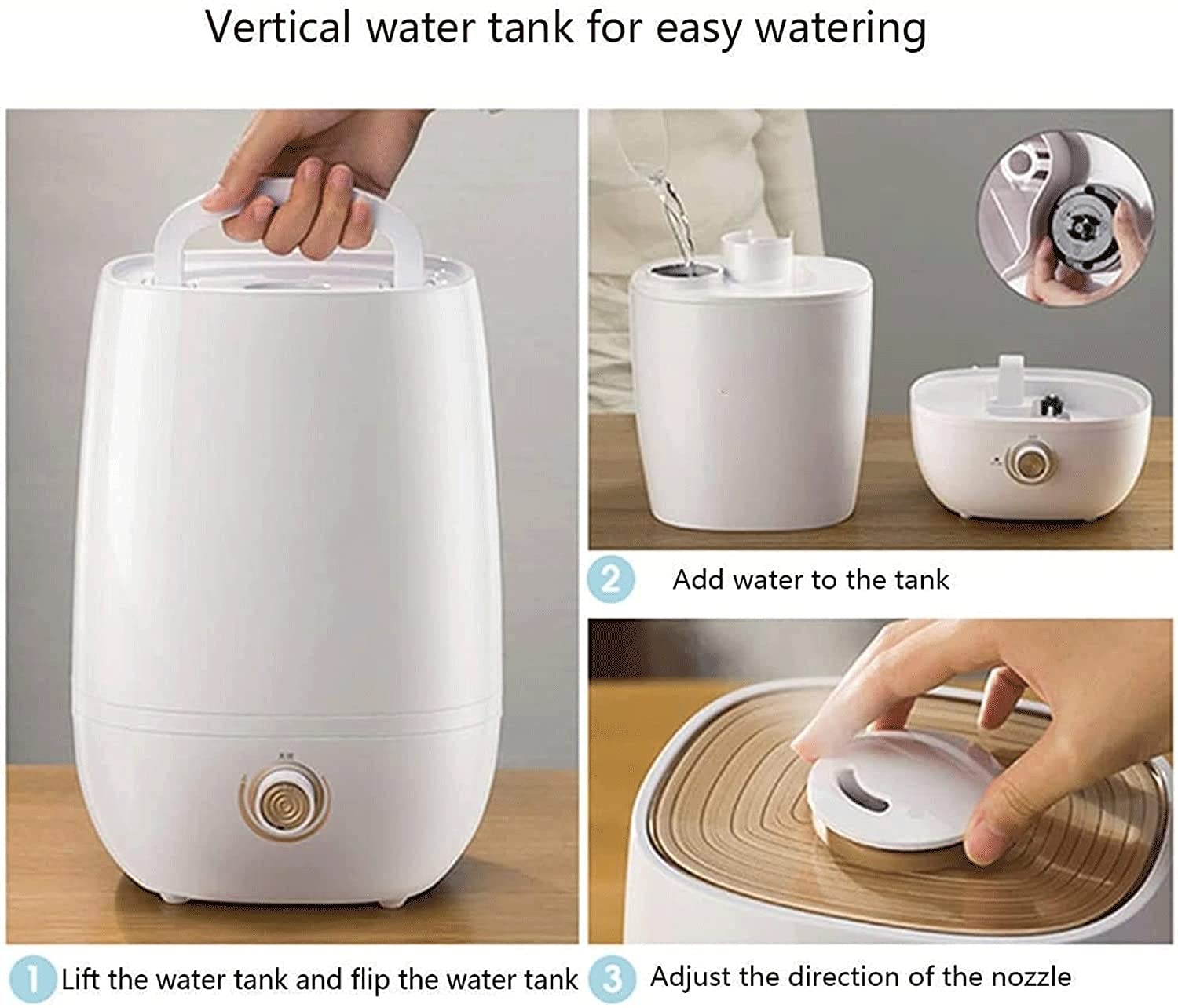 Humidificadores, humidificador ultrasónico neum Fresco de 360 ​​Grados, humidificador de Niebla Fresca, humidificadores for Dormitorio, Apagado automático, humidificador de Aire 5L