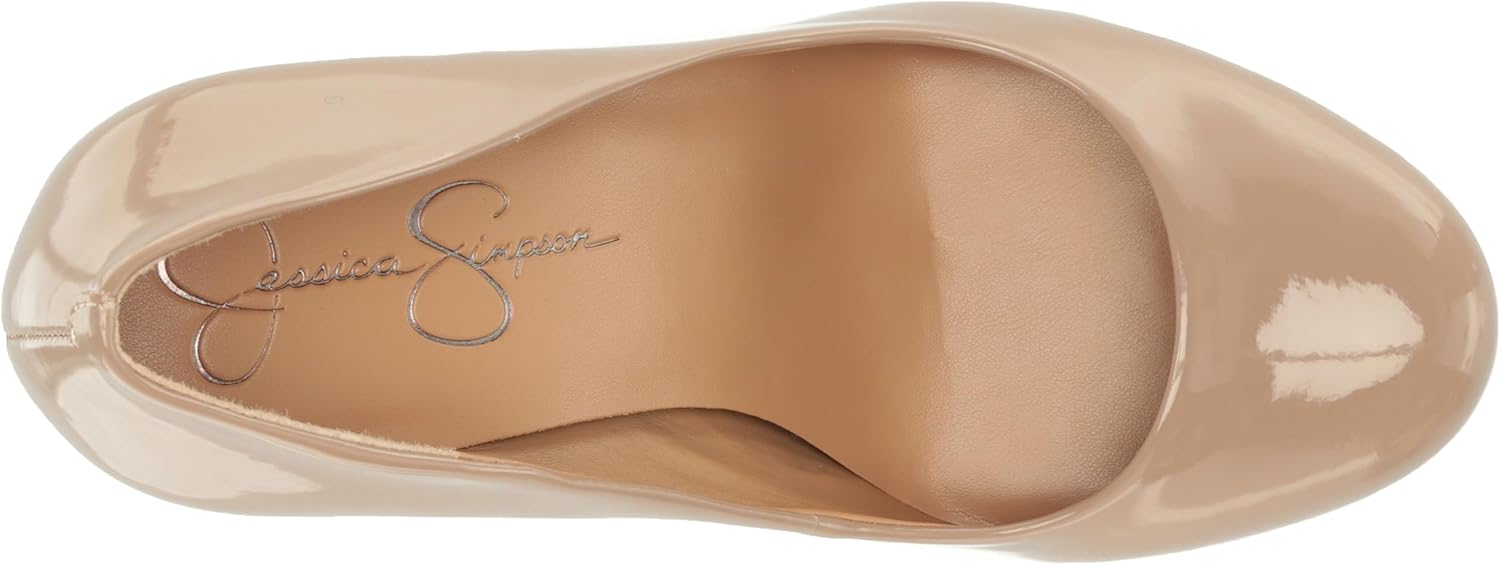 Jessica Simpson Women's Calie Round Toe Classic Heels Pumps Shoes 5 Chai Latte/Super Patent