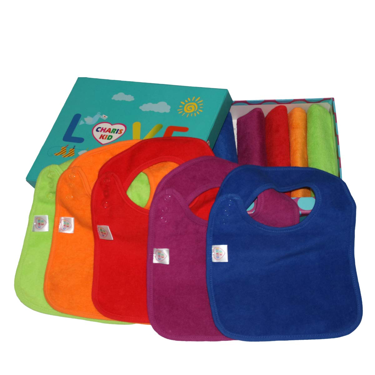 BEST Baby Teething Bibs With Snaps Closure (10 Pack) Waterproof 100% Terry Co...