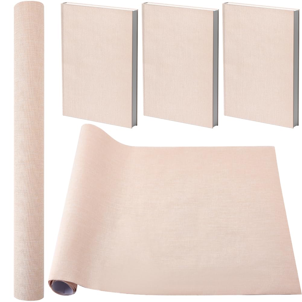 craspire Toile de Lin Couleur Biscuit Surface en Tissu Dos Papier 35 x 17 Pouces D'Épaisseur Idéale pour la Reliure de Livres Cahiers Albums Scrapbooking Archivage Bricolage Protection et Fournitures
