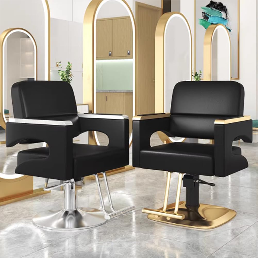 IBOWZ Silla de peluquería Silla de Peluquero con Bomba hidráulica, Silla de peluquería de Cuero PU con Pedal, chasis Cuadrado para barbería, Muebles de salón,D