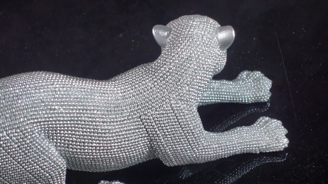 Estatua de Leopardo Plateada de Resina miniatura 7