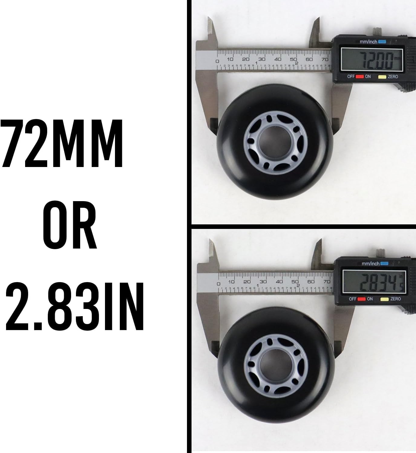 Player's Choice Inline Skate Wheels 72mm 82A Black Outdoor Roller Hockey 8 Pack -ABEC 9 Bearings