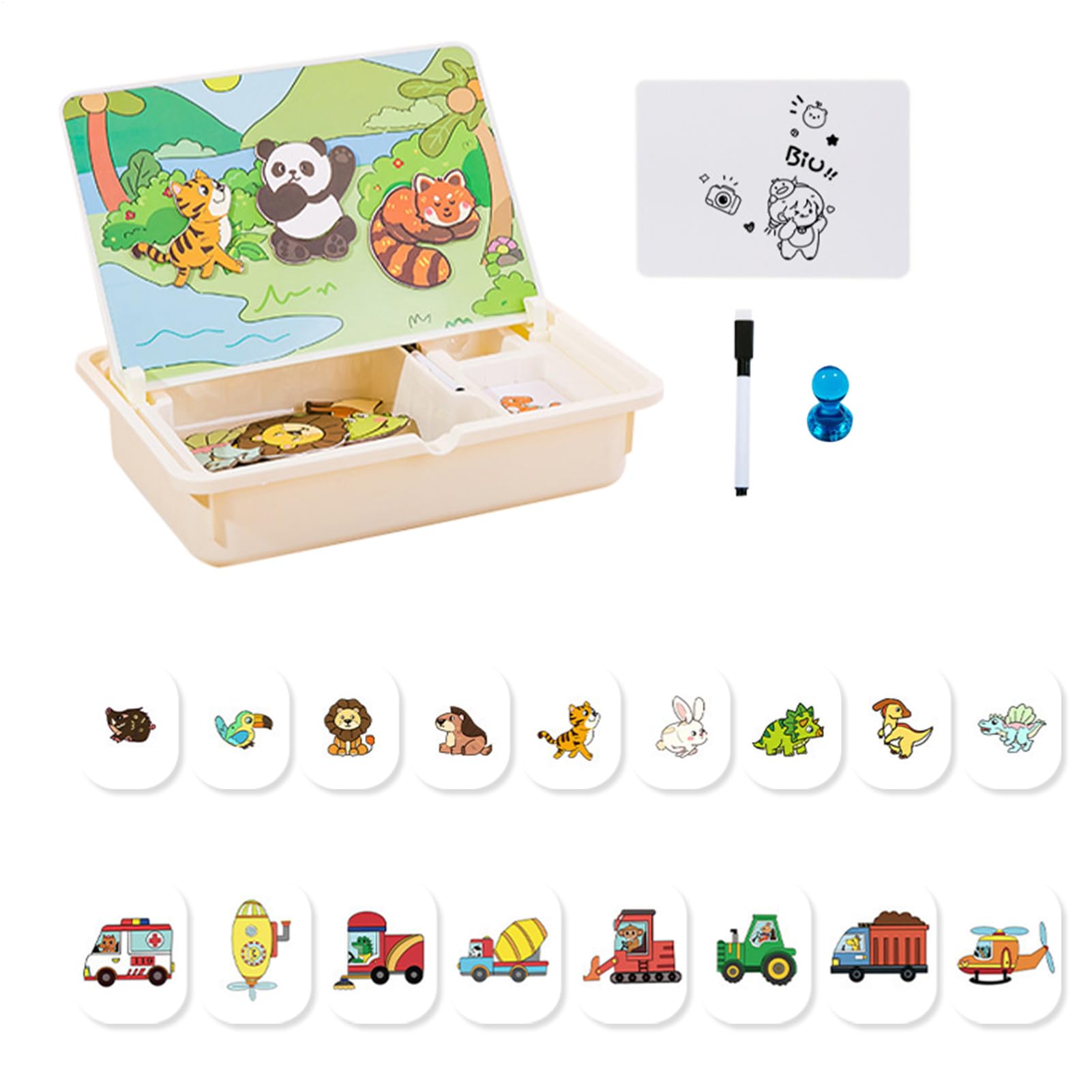 Magnetpuzzle Mit Aufbewahrungsbox Magnetisches Puzzle Lernspielzeug | Kreative Roadtrip-Aktivitäten Mit Tragetasche Für Und Mädchen Im