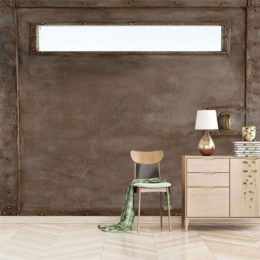 Papier peint 3D de porte vintage pour agrandir visuellement un salon