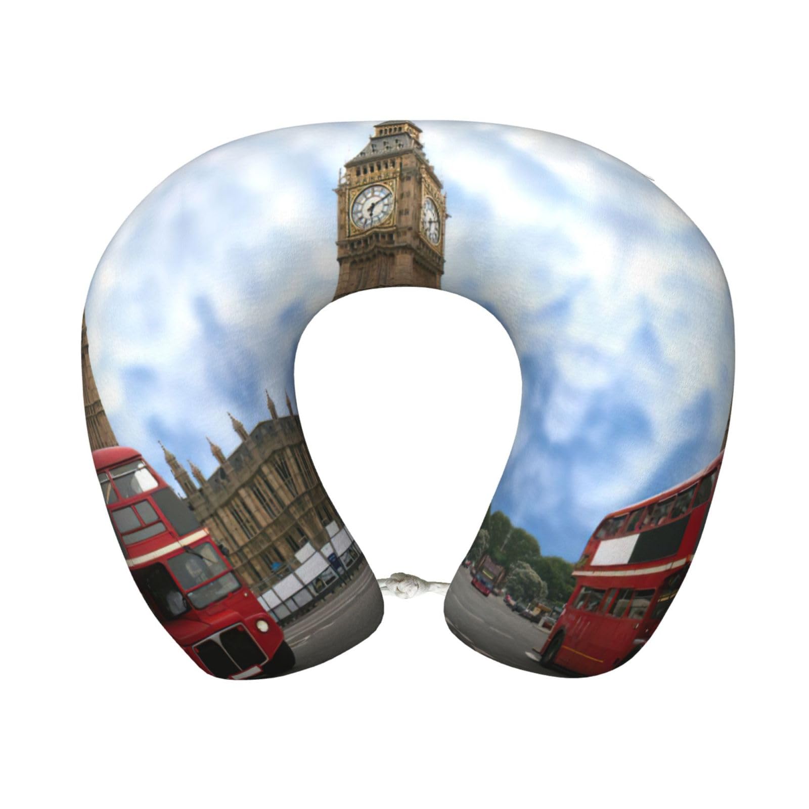 ASFgda U-Shape Memory Foam England Car Print Travel Pillow,Neck Support,Washable Cover For Airplane Car Home Office