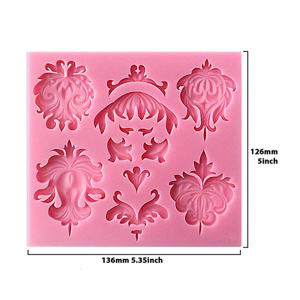 GUMEI 5pcs Barock Stil Spitze Fondant Silikonform für Kuchen Cupcake Schmuck Dekor