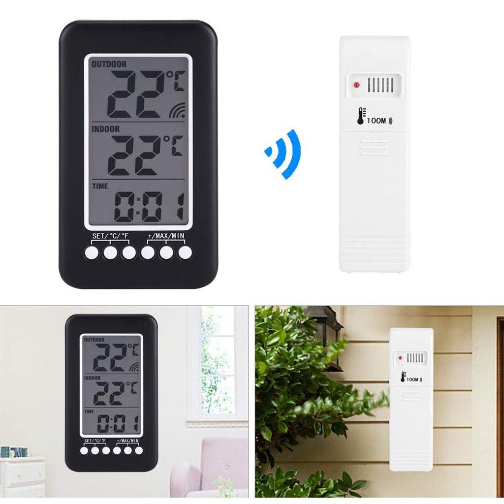 PNAWLLCF-65 zegar miernik temperatury, cyfrowy cyfrowy termometr zewnętrzny LCD termometr elektroniczny i higrometr