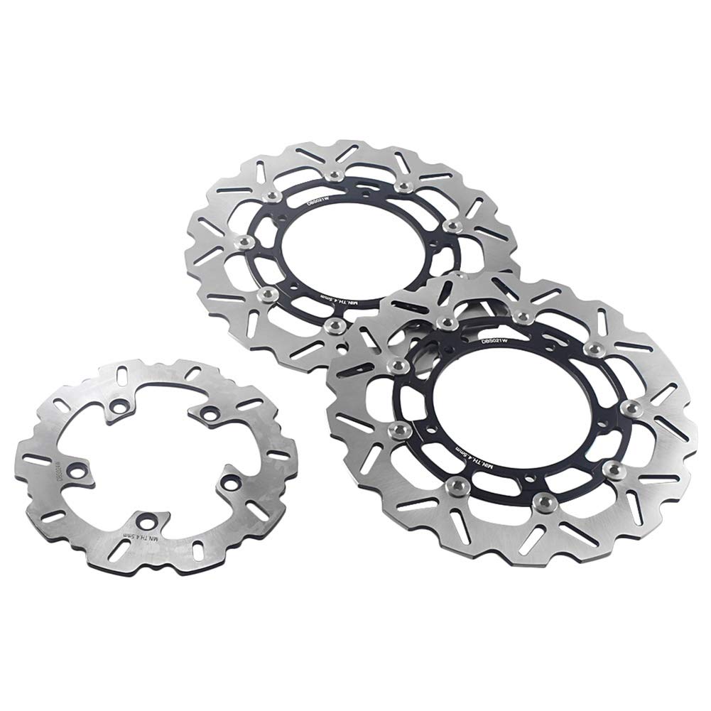 GZYF 1 Set Front+Rear Disc Brake Rotor Stainless Steel Black for Yamaha YZF R6 2005-2011 YZF R1 2007-2014