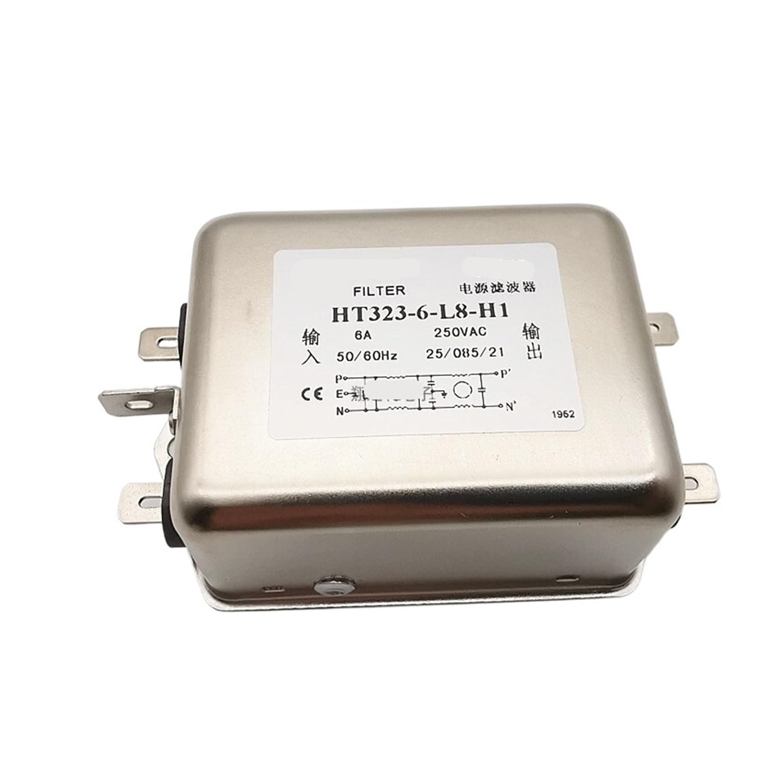 Filtro de potencia monofásico HT323-6-L8-H1 6A para reducción de ruido eléctrico 2