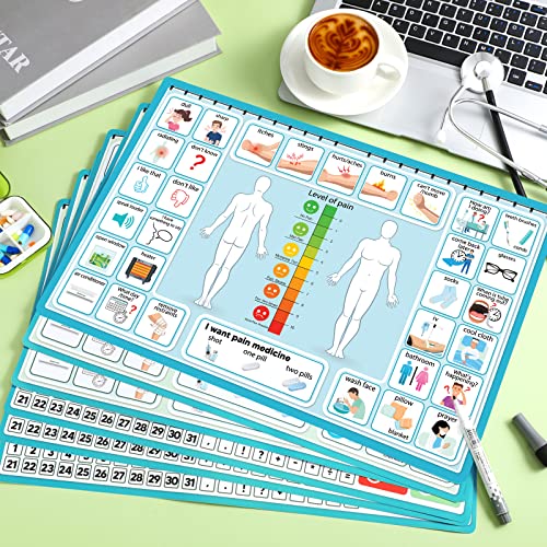 6 Pcs Communication Board for Nonverbal Adults Aphasia Colorful Picture Symbol Communication Cards for Patients Children(Blue) - Image 3