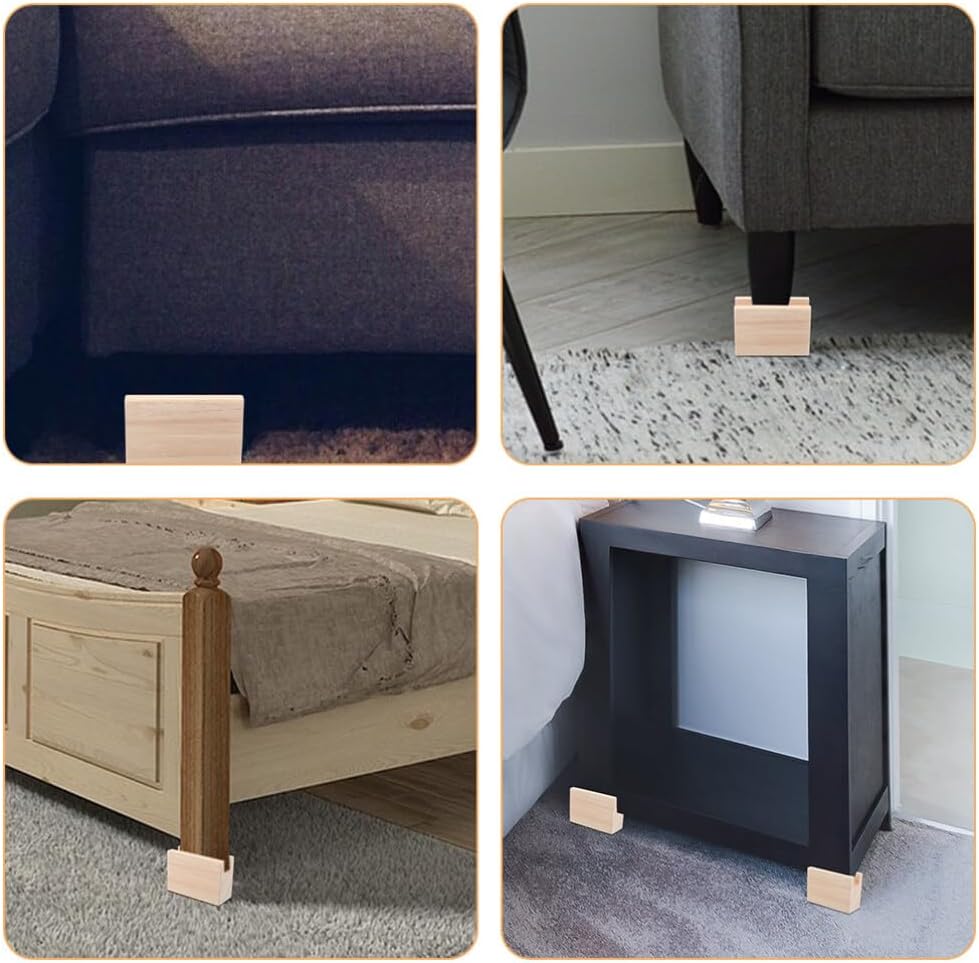 VOSAREA 2pcs Heavy Duty Furniture Risers for Bed and Sofa Wood Blocks to Elevate Furniture Legs Bed Raising Blocks for Space Optimization and Floor