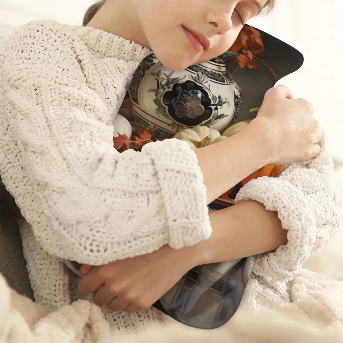 Hot Water Bottle with Soft Cover,2L Fantastic Pumpkin Hot Water Bag for Hot and Cold Compress, Hand Feet Warmer, Rubber Hot or Cold Water Bottle Halloween Christmas Decorations