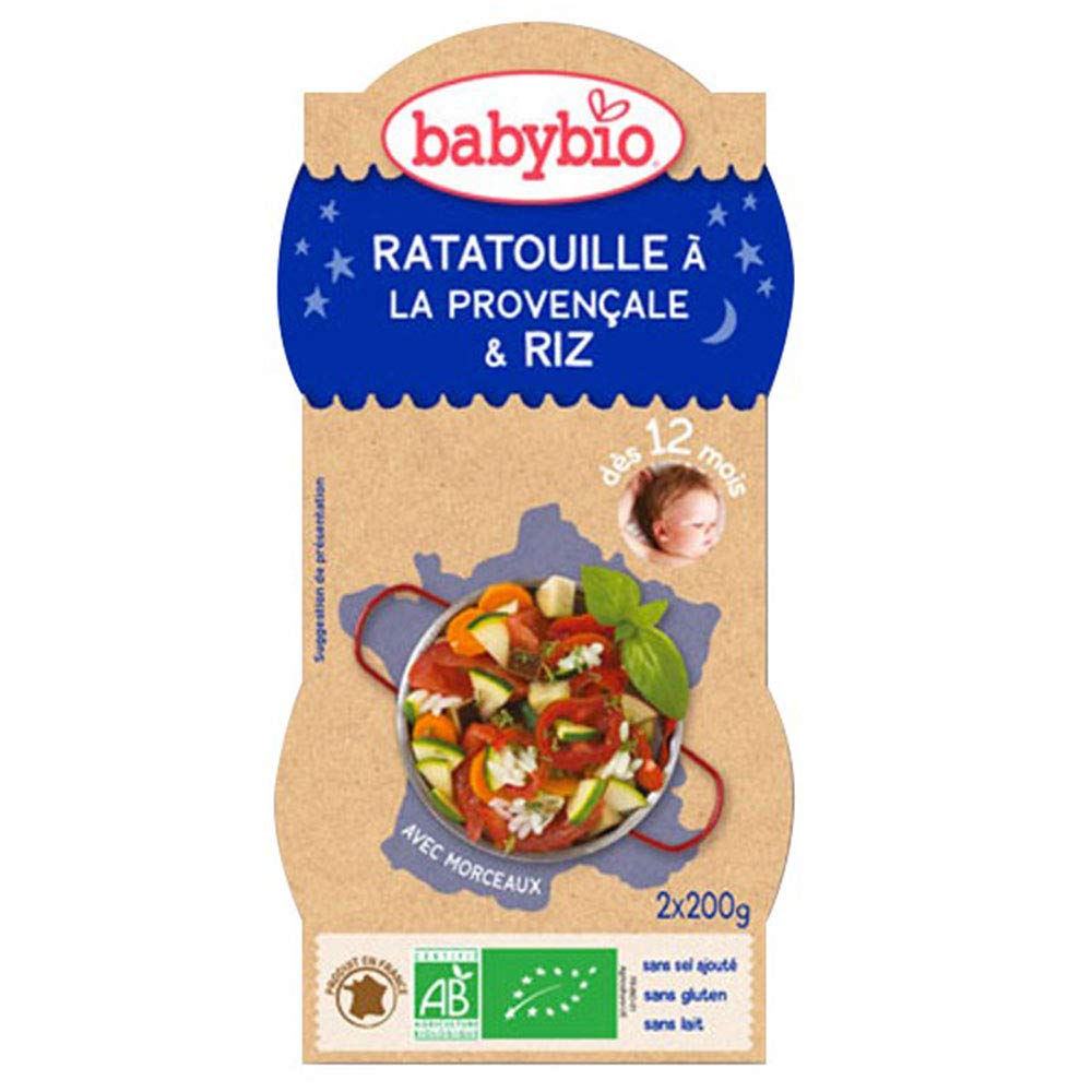Babybio Bols Bonne Nuit ratatouille à la provençale et riz 2x200g