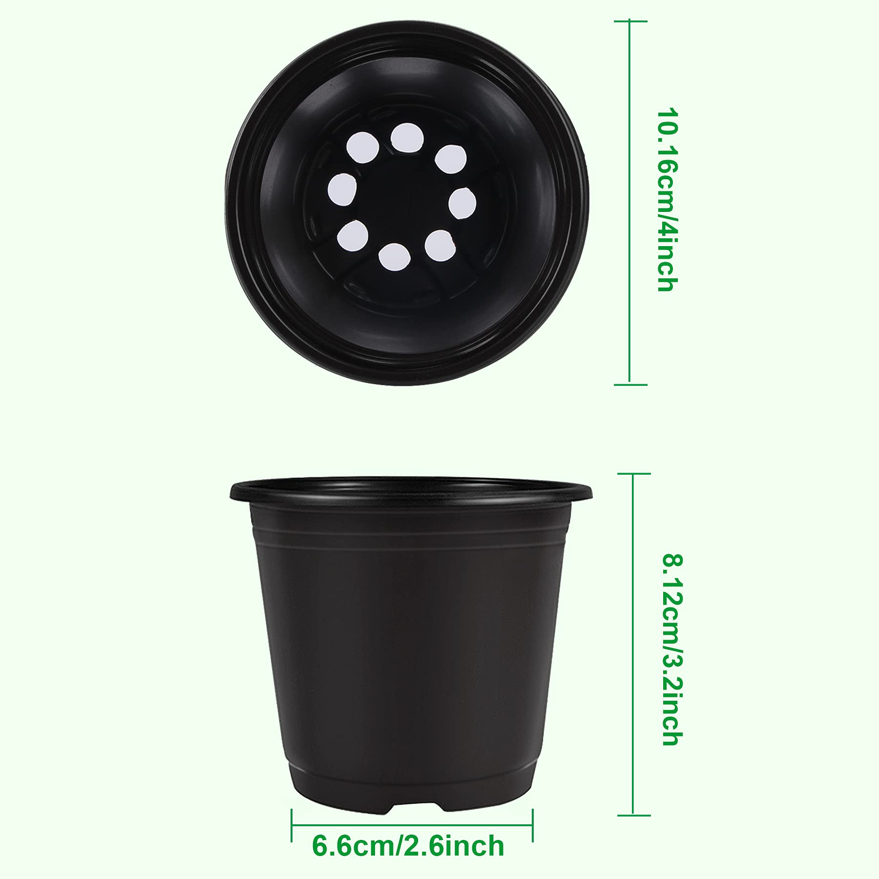 Augshy - Lot de 150 pots en plastique noir pour semis et plantes, pots de démarrage de 10 cm