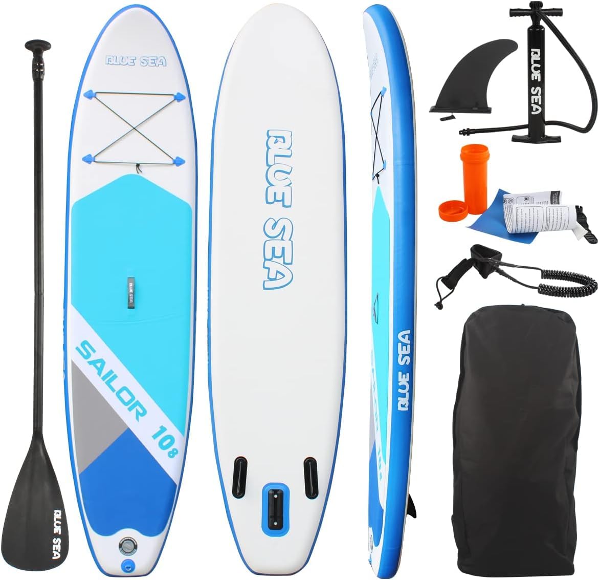 Premium 10'8" Inflatable Stand-Up Paddle Board for Adults with Complete SUP Accessory Set: Adjustable Paddle, Backpack, Ankle Safety Leash, Hand Pump, and Repair Kit Included…