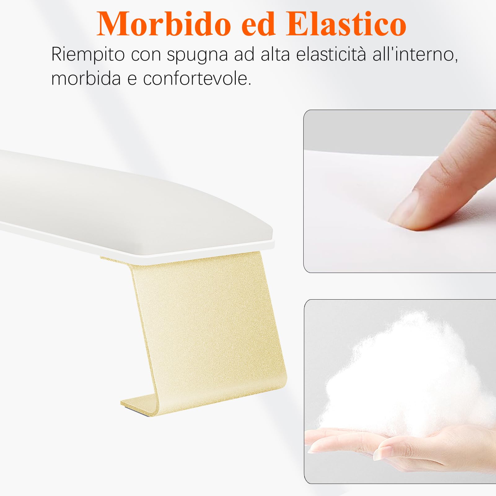 Poggiamano per Unghie Manicure, Cuscino per Manicure Piedi Cuscino per Unghie Poggiabraccia per Unghie Nail Art, con Staffa in Lega di Alluminio (Bianco)