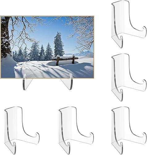 Miniatura 2 de Hipiwe Paquete de 6 soportes de caballete de acrílico para placa plana, soporte de acrílico transparente para marco de fotos, soporte de tarjeta de