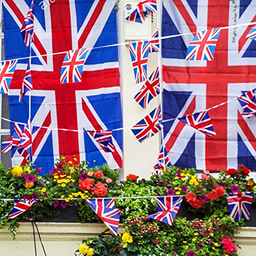 Image of Anley United Kingdom String Flag - UK String Pennant Banners Patriotic Events British Union Jack Decoration Sports Bars - 33 Feet 38 Flags