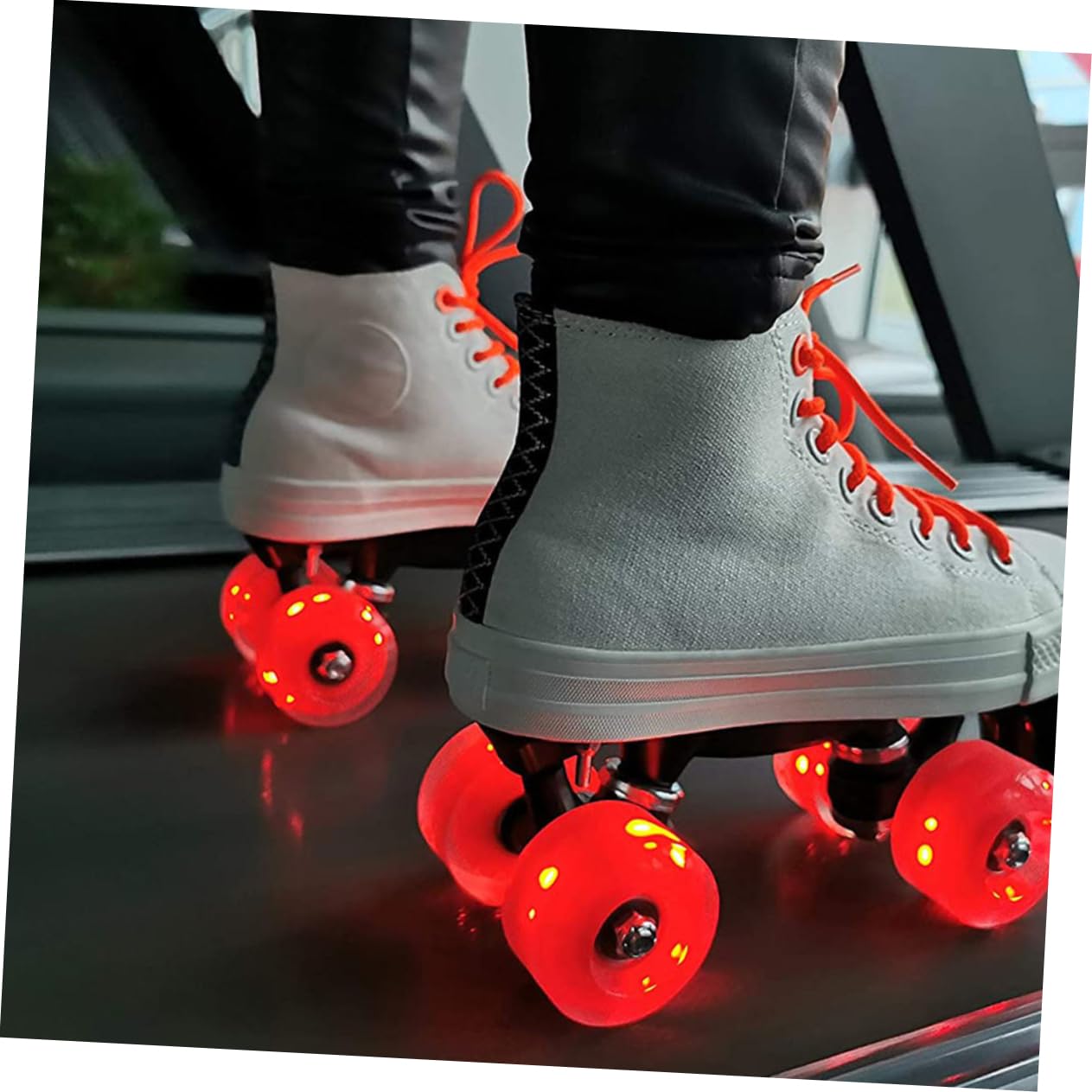 ARTSEWPLY 1 Set Glowing Double Row Ice Skate Wheels Light Up Wheels with Bearings Wrench Durable PU Material for Enhanced Grip Streets and Sidewalks for Roller Skating Fun