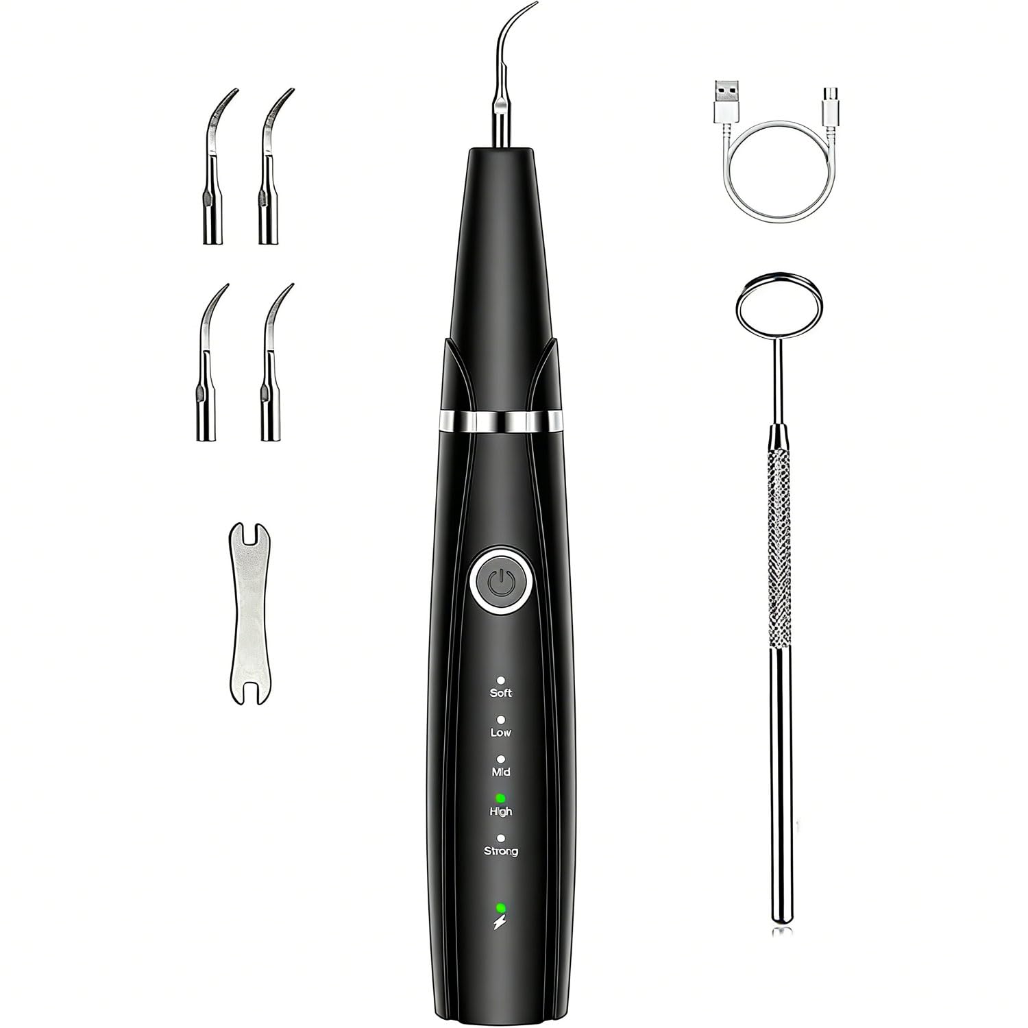 Ujhosld Sonic - Limpiador dental con luz LED, herramienta de limpieza de dientes de 5 modos, 3 cabezales reemplazables para el hogar y viajes, IPX6 impermeable