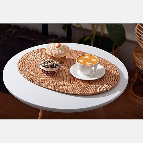 Miniatura 4 de Paquete de 2 posavasos de ratán natural hechos a mano de paja de ratán, posavasos hechos a mano, posavasos decorativos para el hogar, salvamanteles
