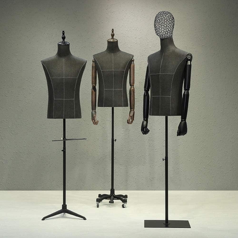 Professional Mannequin Body Tailoring Tailor Dummy Model, The First Metal Wire, with Removable Casters Manikins (Black One Size)