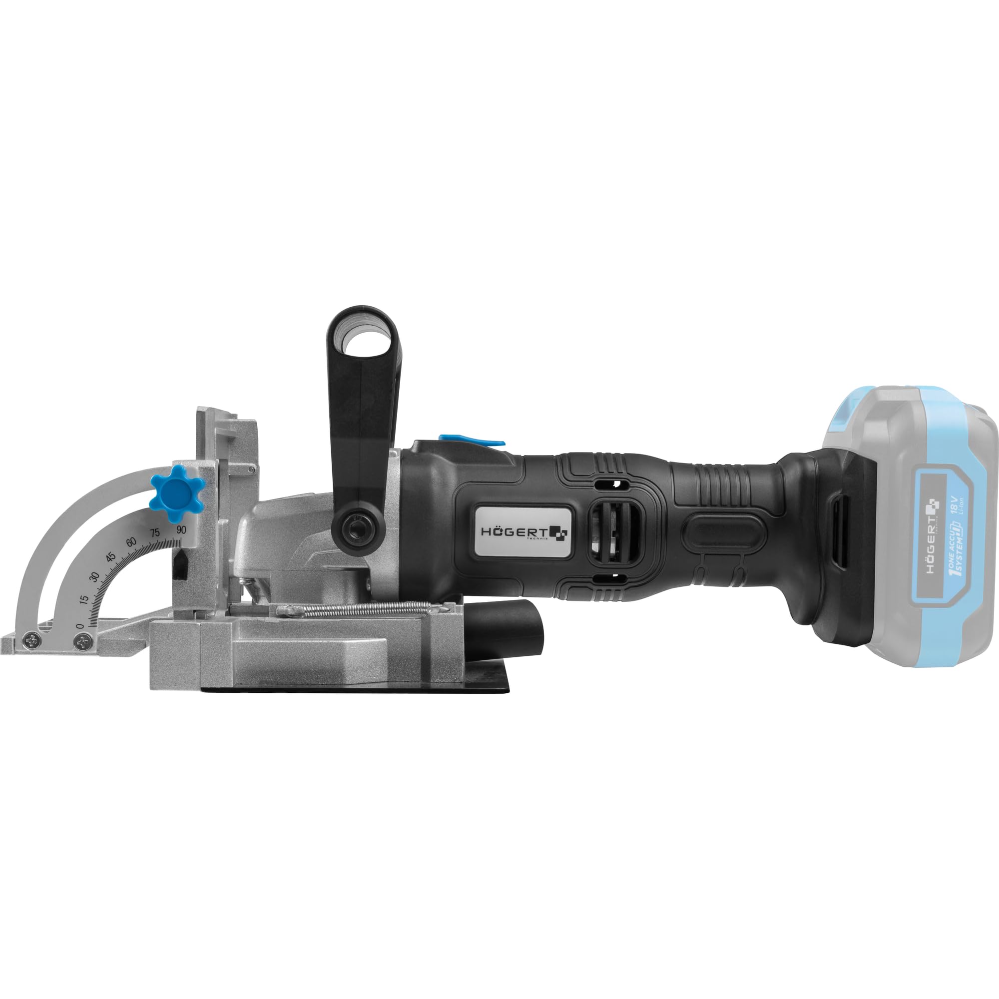 HÖGERT TECHNIK – Fraiseuse à biscuits sans fil 18V OneAccuSystem, assembleuse de lamelles pour bois, fraiseuse de rainures pour assemblages en MDF, 0-11000 tr/min, softgrip, sans batterie