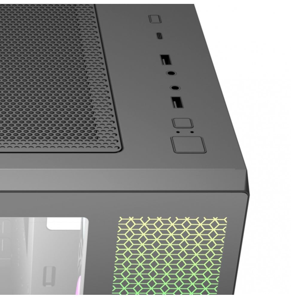 ABYSM Gaming Caja PC Gamer Danube SAVA Black ATX, con Espacio para Tarjetas Gráficas de hasta 410 mm, Lateral de Cristal Templado, USB-C y Cuatro Ventiladores ARGB