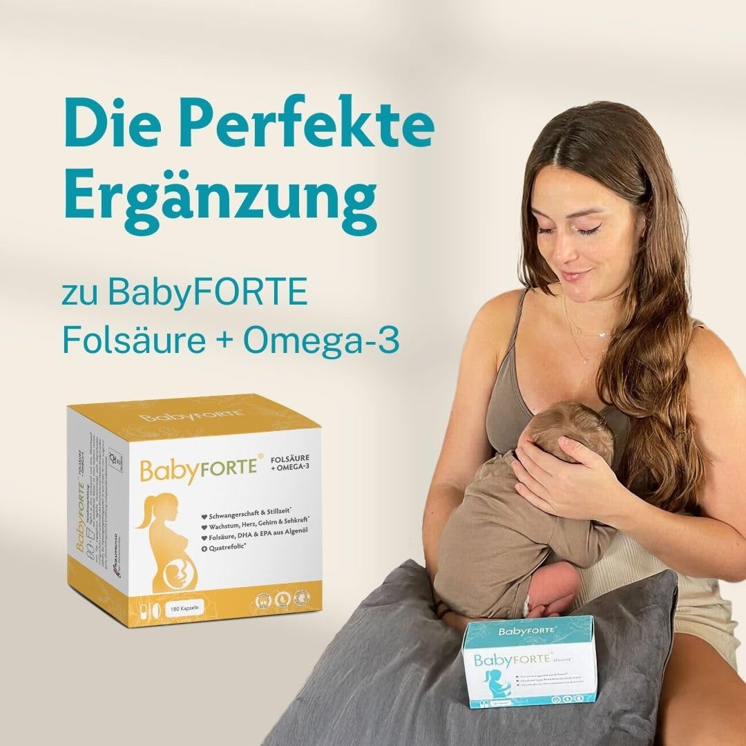 BabyFORTE® Stillzeit 180 Kapseln - 90 Tage - Bockshornklee 15:1, Eisen, Lutein, extra ohne Fenchel, Stillzeit Vitamine