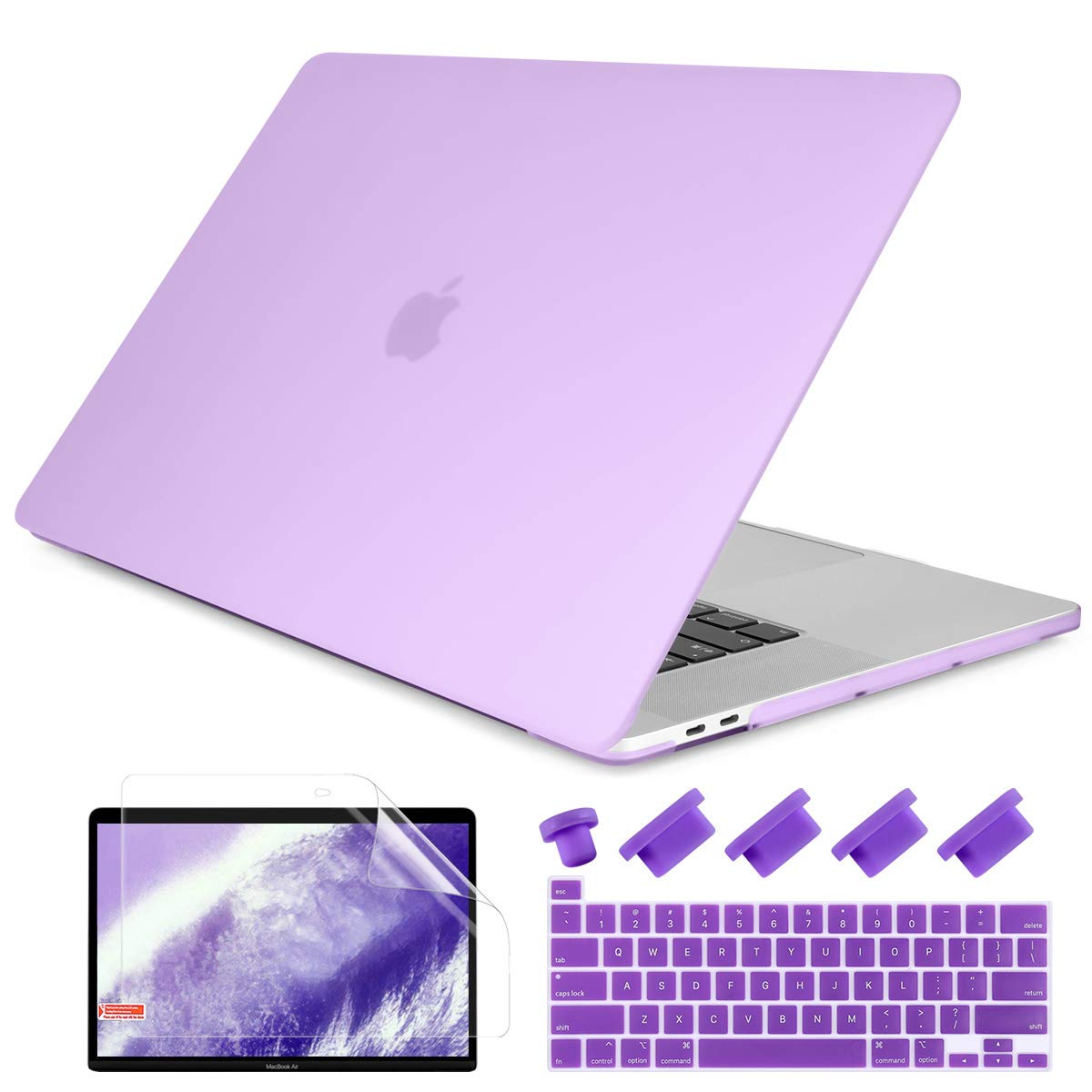 Dongke MacBook Pro 16 inch Case 2020 2019 Release  A2141 , Frosted Matte Plastic Hard Shell Case & Keyboard Cover for MacBook Pro 16-inch Retina Display with Touch Bar and Touch ID, Purple