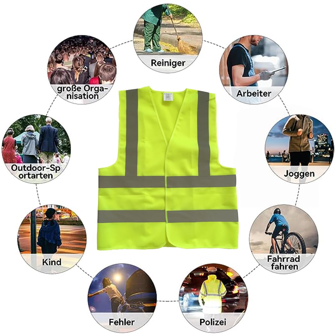 Gilet De Sécurité Jaune Réfléchissant - 3 Pièces, Taille Unique - Haute Visibilité 360° Pour Conducteurs, Cyclistes, Travailleurs