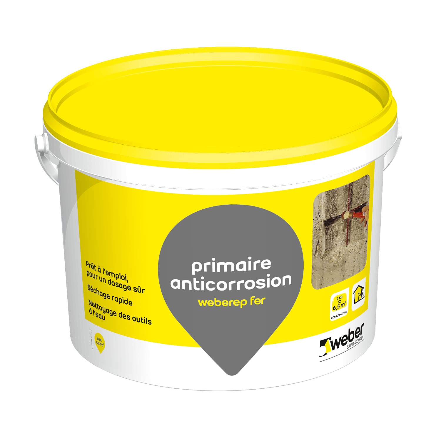 Primaire anti-corrosion des armatures 2kg, prêt à l’emploi,Weberep fer, WEBER