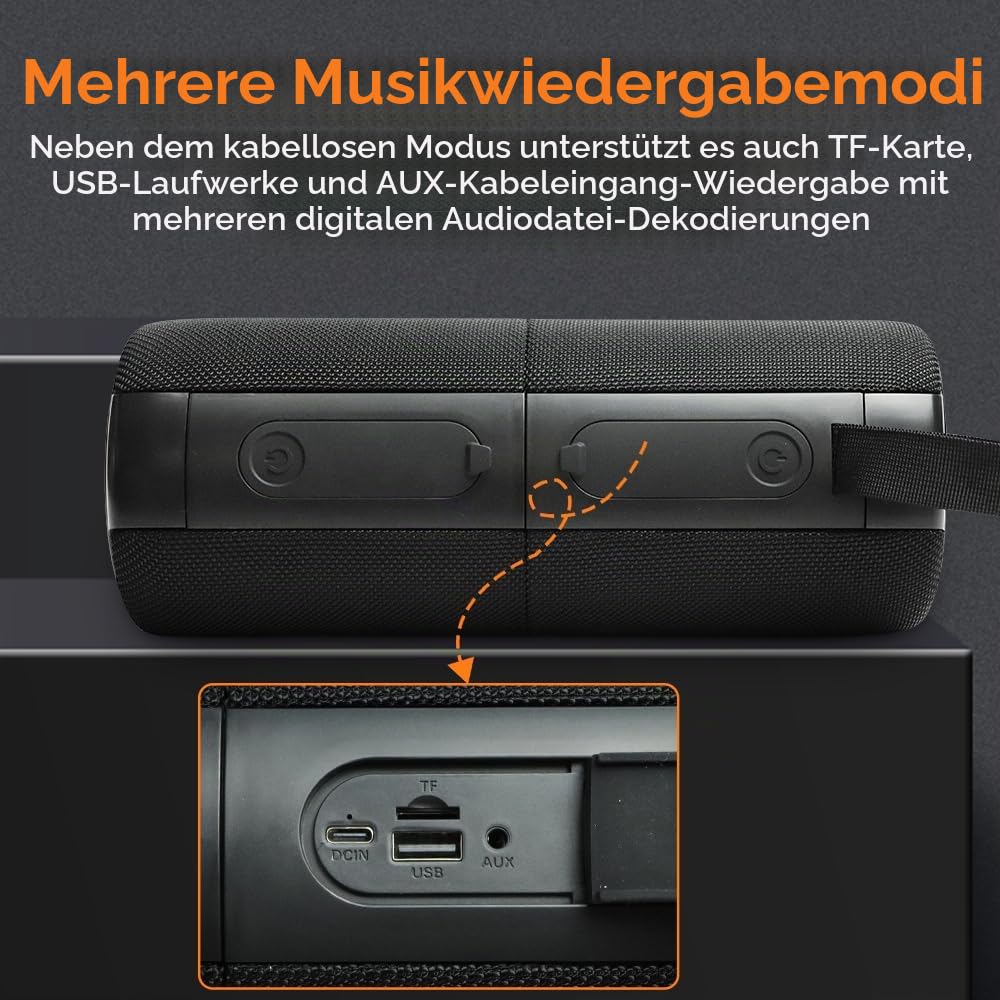 2 in 1 Magnetischer Dual Splittable Bluetooth Lautsprecher, 40W Tragbare Wireless Lautsprecher mit Deep Bass, IPX6 Wasserdicht, Bluetooth 5.3, 24H Spielzeit, 360° Stereo Sound für Zuhause, Outdoor