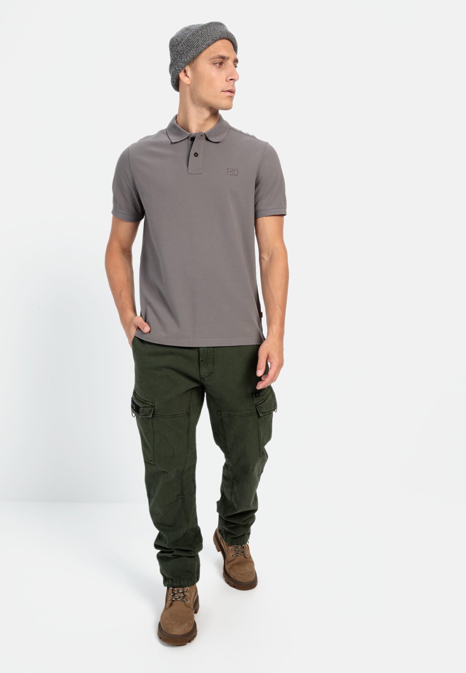 camel active Herren Kurzarm Poloshirt aus Baumwolle