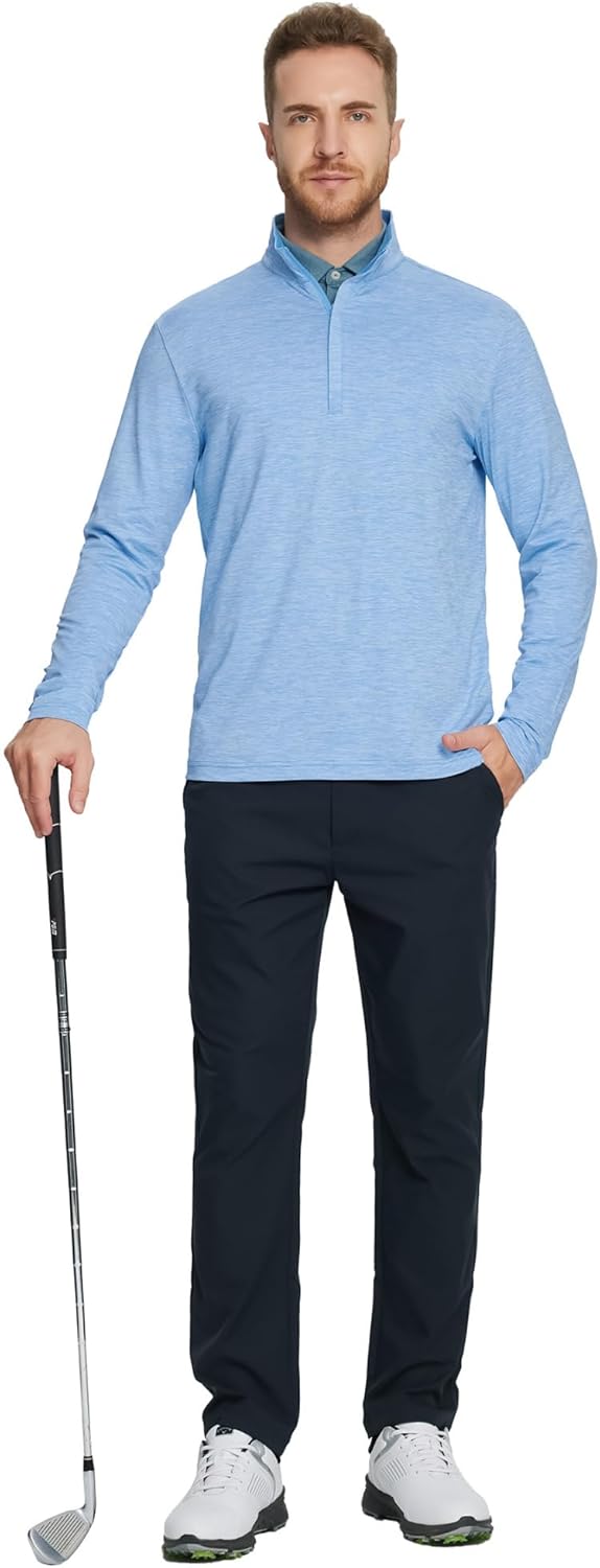 M MAELREG Quarter Zip Pullover Men Dry Fit Brushed Performance Long Sleeve Mock Neck Sports Golf 1/4 Zip Sweatshirts for Men - Image 2