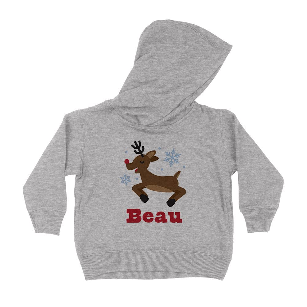 Reindeer Beau Christmas Kids Hoodie Sweatshirt Toddler 4T Heather Grey