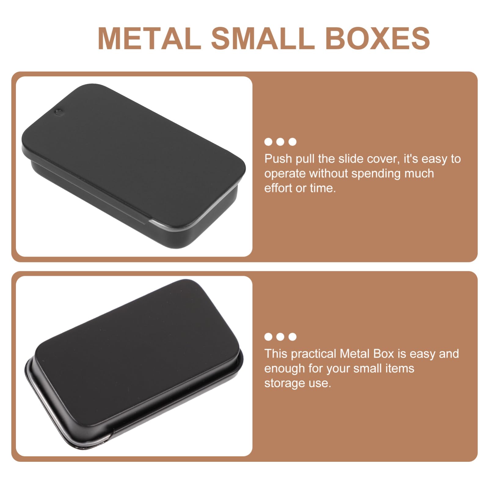 6 Scatoline Metalliche Con Coperchio Scorrevole - Portagioie, Portacaramelle, Mini Contenitori