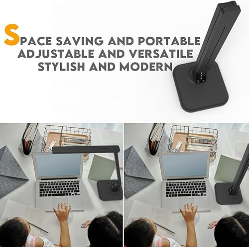 Miniatura 5 de MAGIC LEAVES Lámpara de escritorio, luz de lectura LED regulable con iluminación ajustable, 5 niveles de brillo, 4 colores de luz y puerto de carga