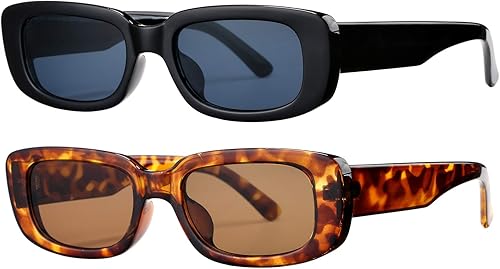 Lentes de sol rectangulares para mujer, lentes de conducción retro, estilo vintage de los años 90, marco cuadrado estrecho