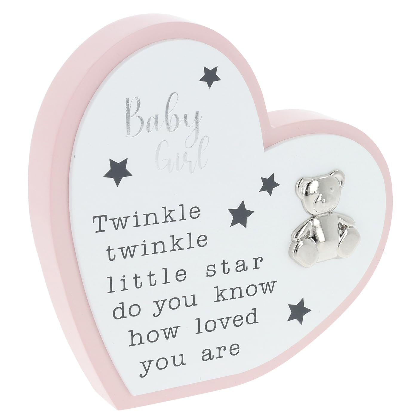 Shudehill Giftware Women's White Celebration Heart Plaque - Engagement, Christening & New Baby Ornaments (Baby Girl)