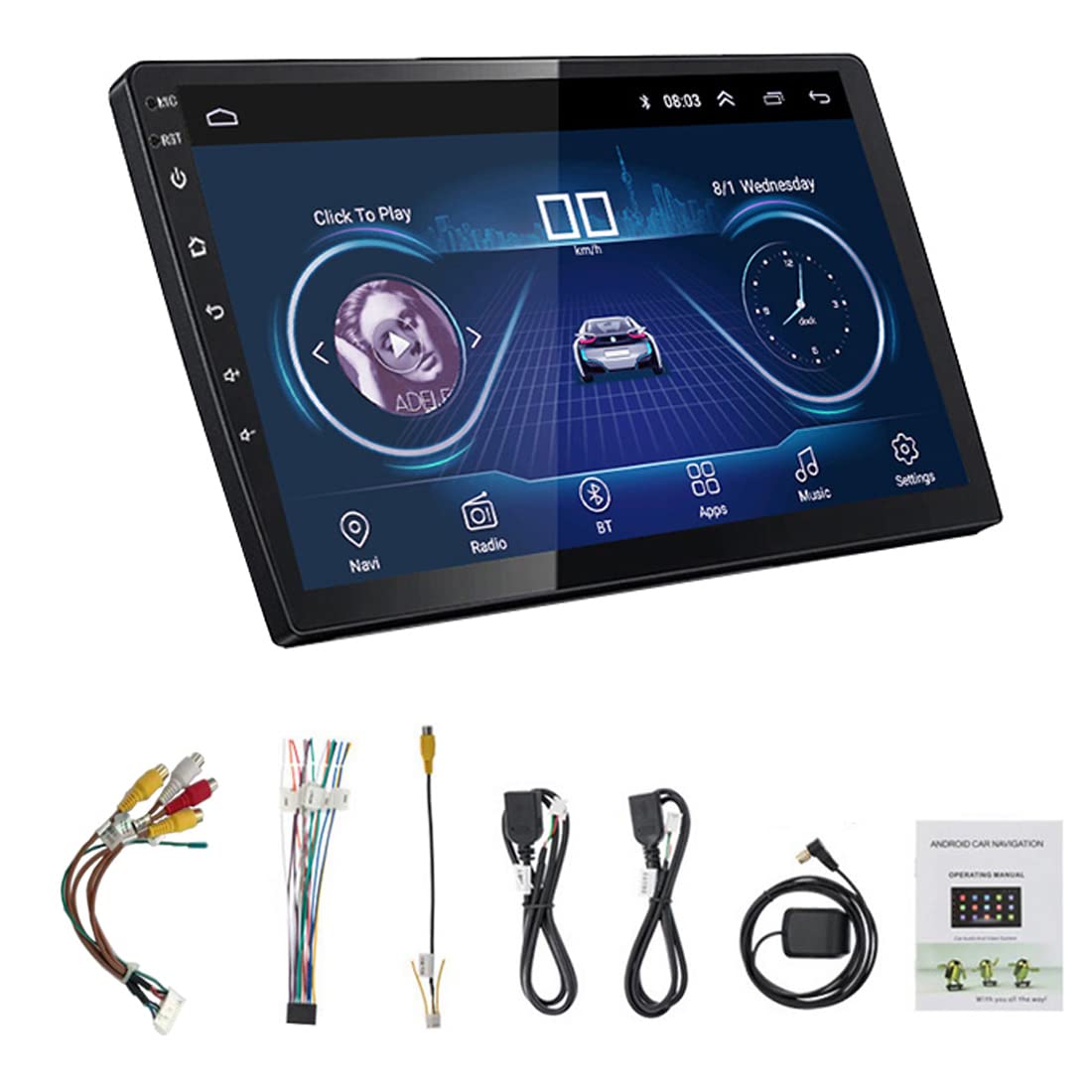 Radio samochodowe 9 Cal Double Din Android 8.1 HD ekran dotykowy w desce rozdzielczej nawigacja Bluetooth zestaw g?o?nomówi?cy obs?uga po??cze? lustrzanych Android/IOS WIFI Radio FM Dual USB