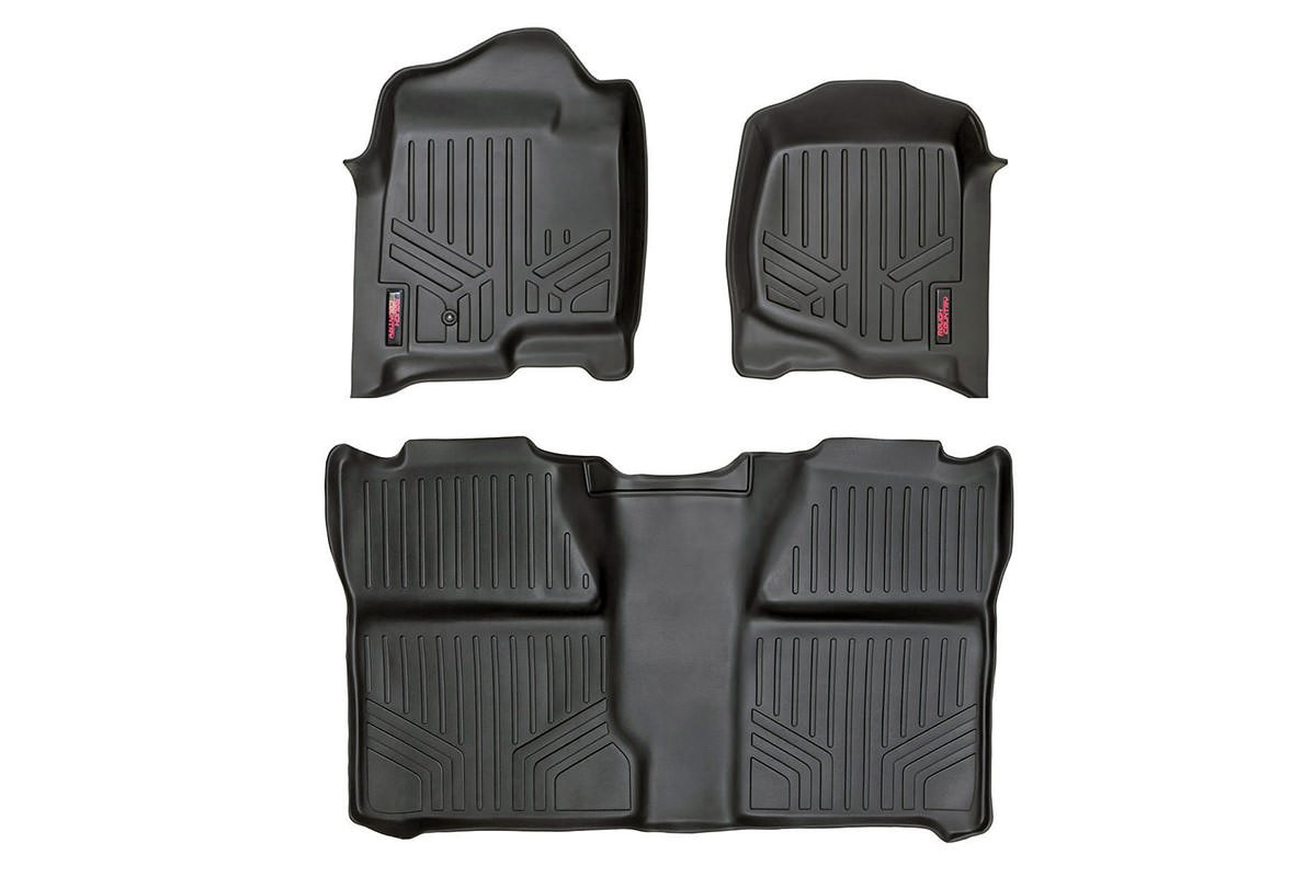 rough country floor mats for 07-13 chevy/gmc 1500/2500hd | crew cab - m-20713 black