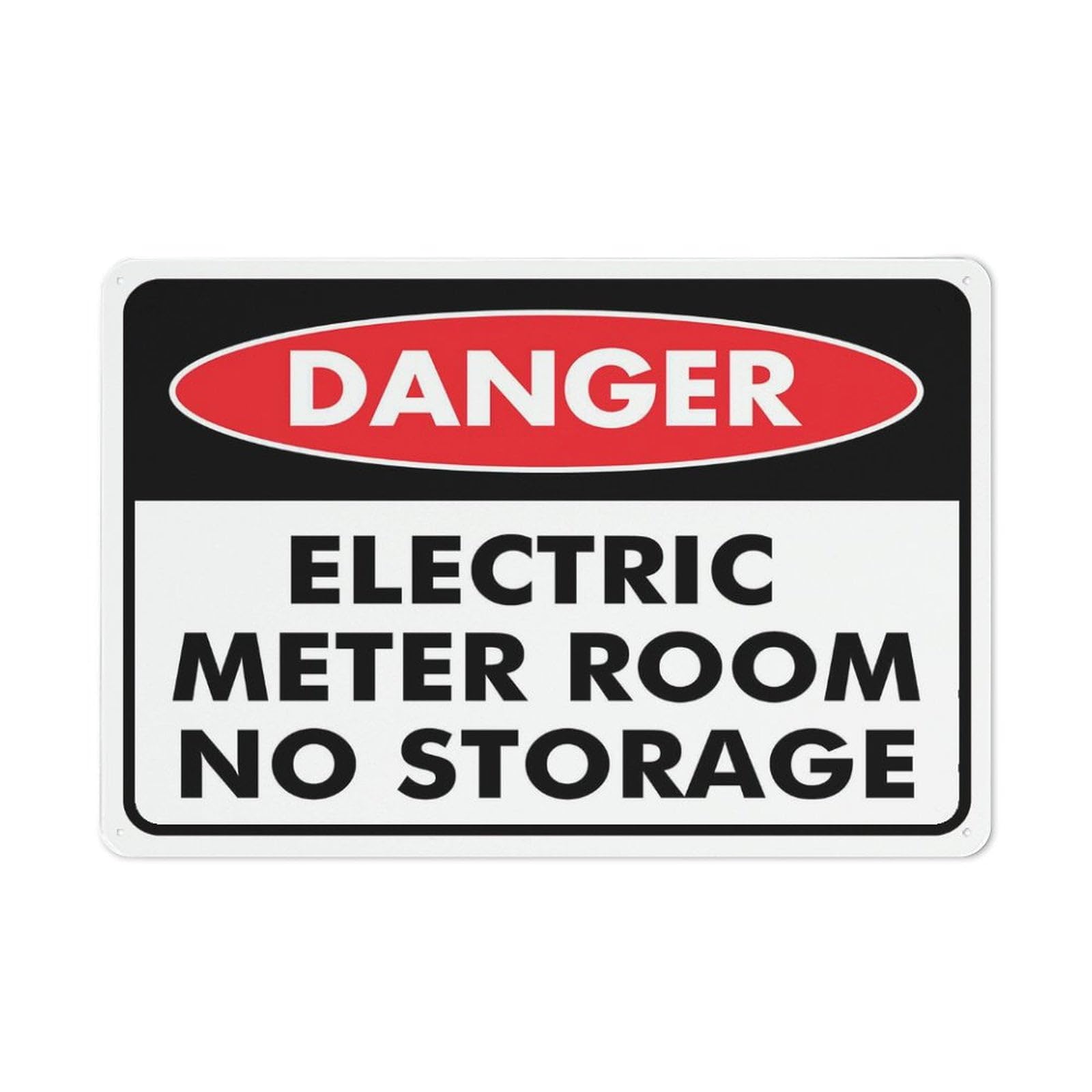 Danger Electric Meter Room No Storage Sign 12"x8" Rustproof Aluminum, Multicolor