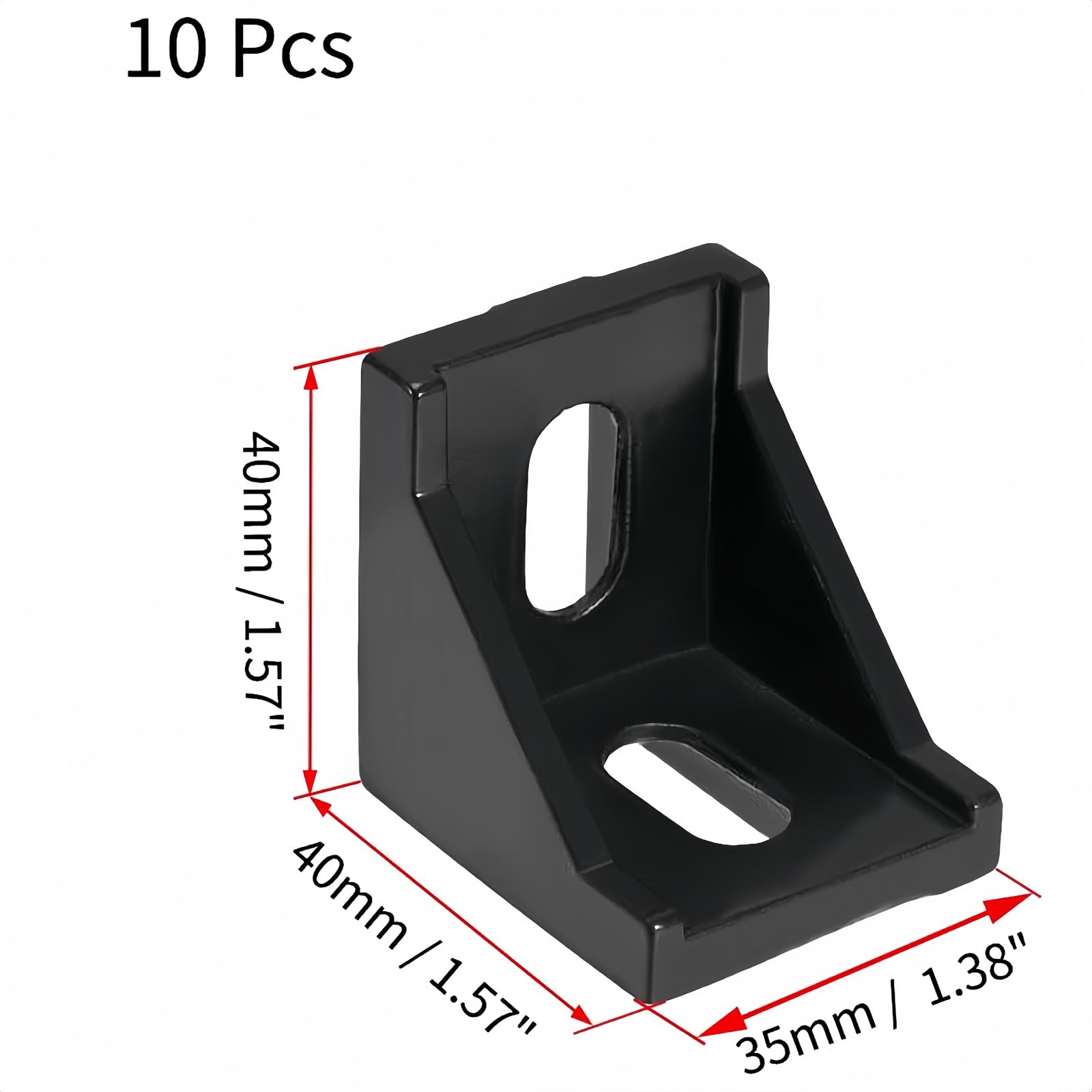Boxonly 40mm x 40mm Inside Corner Bracket Gusset, Corner Brace Angle Bracket Fastener for Aluminum Extrusion Profile 10 Pcs(Black) - Image 4