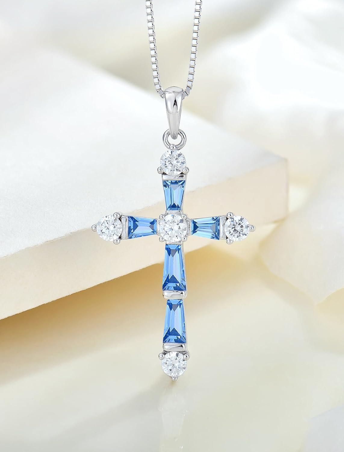 STARCHENIE Cross Necklace for Women 925 Sterling Silver Gemstone Crucifix Pendant Birthstone Jewelry - Image 2