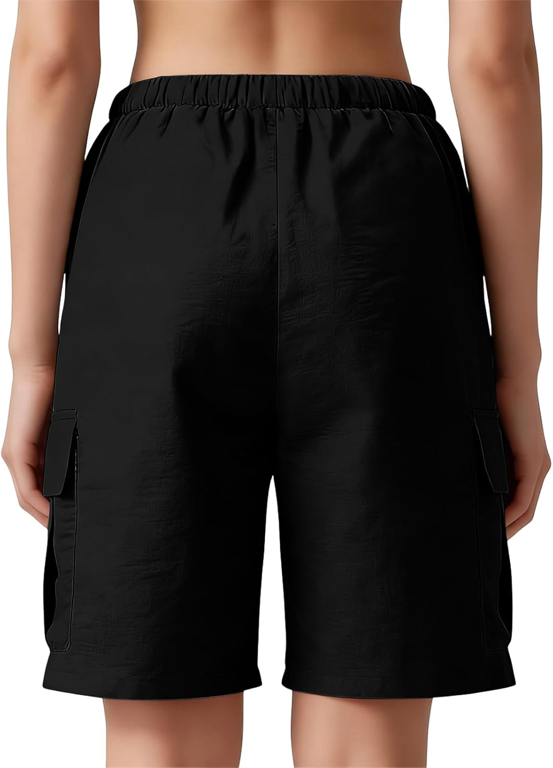 hamovessi Baggy Cargo Shorts Women Drawstring High Waisted Wide Leg Linen Shorts Y2k Knee Length Bermuda Shorts with Pockets