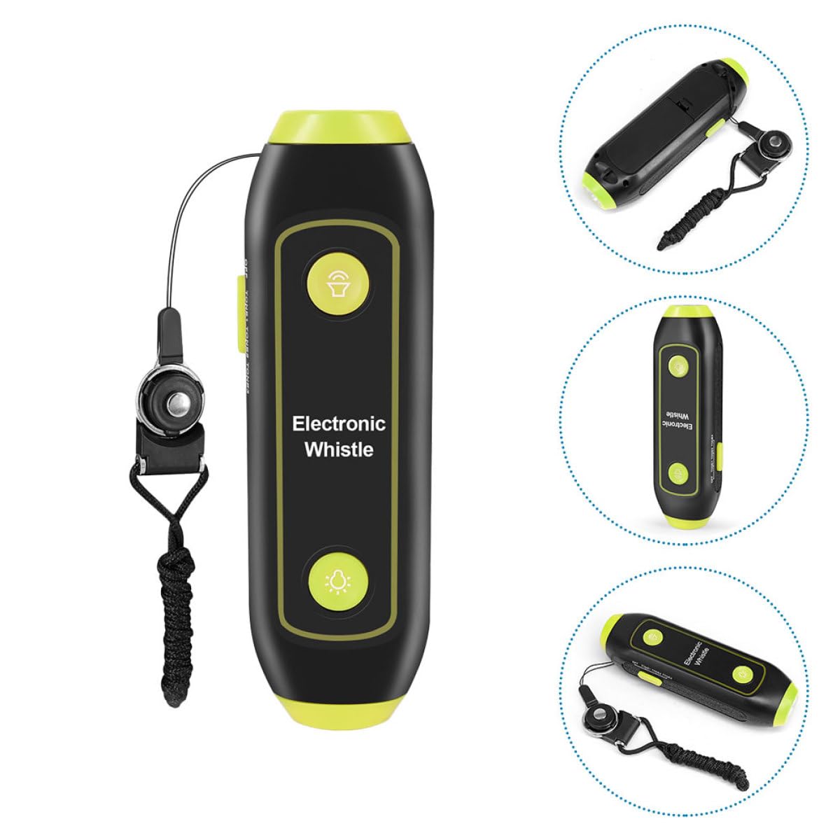 Hemobllo Fischietto Elettronico Verde con Torcia, 3 Toni, Laccetto | Abs con Componenti Elettronici e Magnete, per Allenatori e Marina, Uso Gare e Guide Traffico
