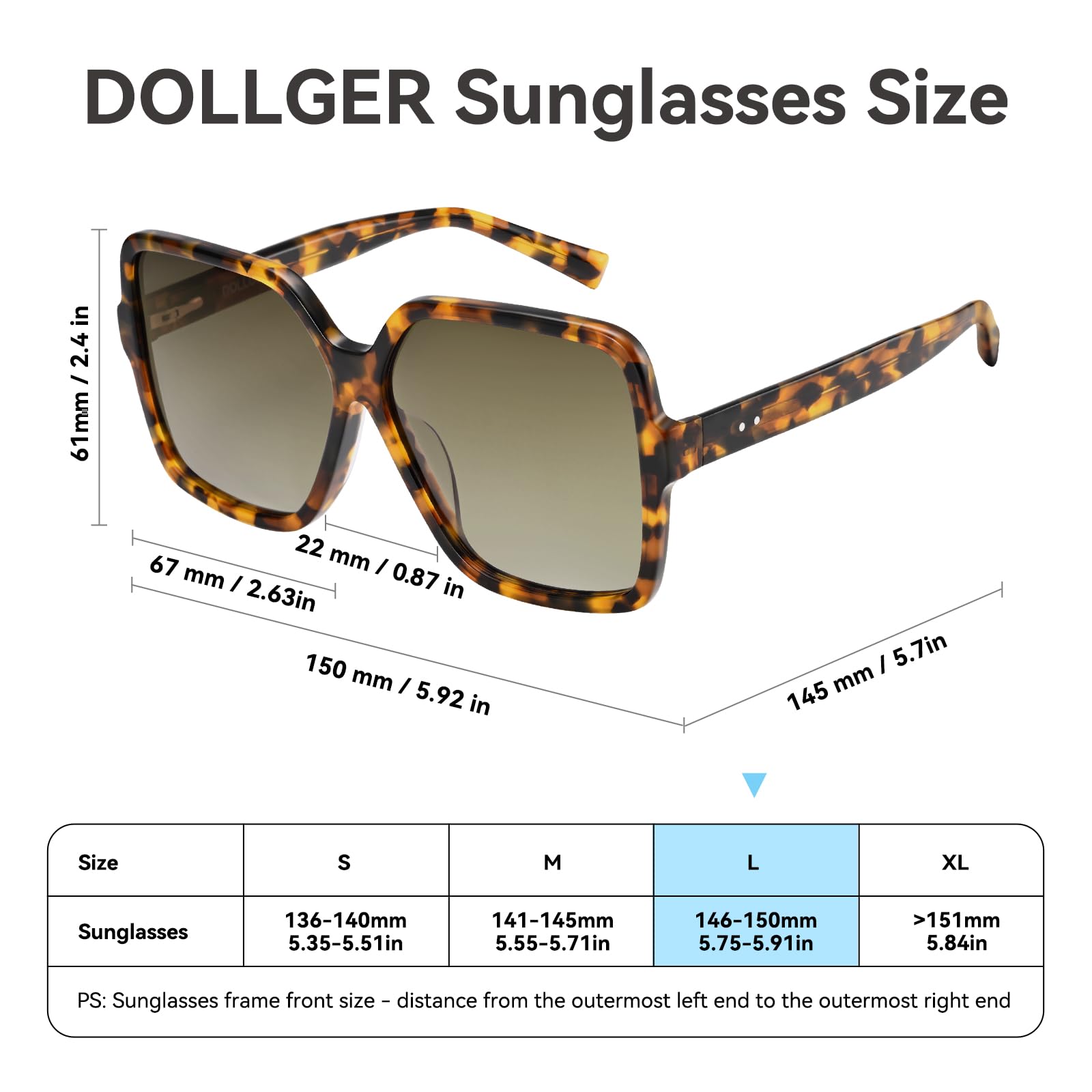Dollger Gafas de sol cuadradas para hombre Gafas de sol de gran tamaño con protección UV400 vintage para mujer
